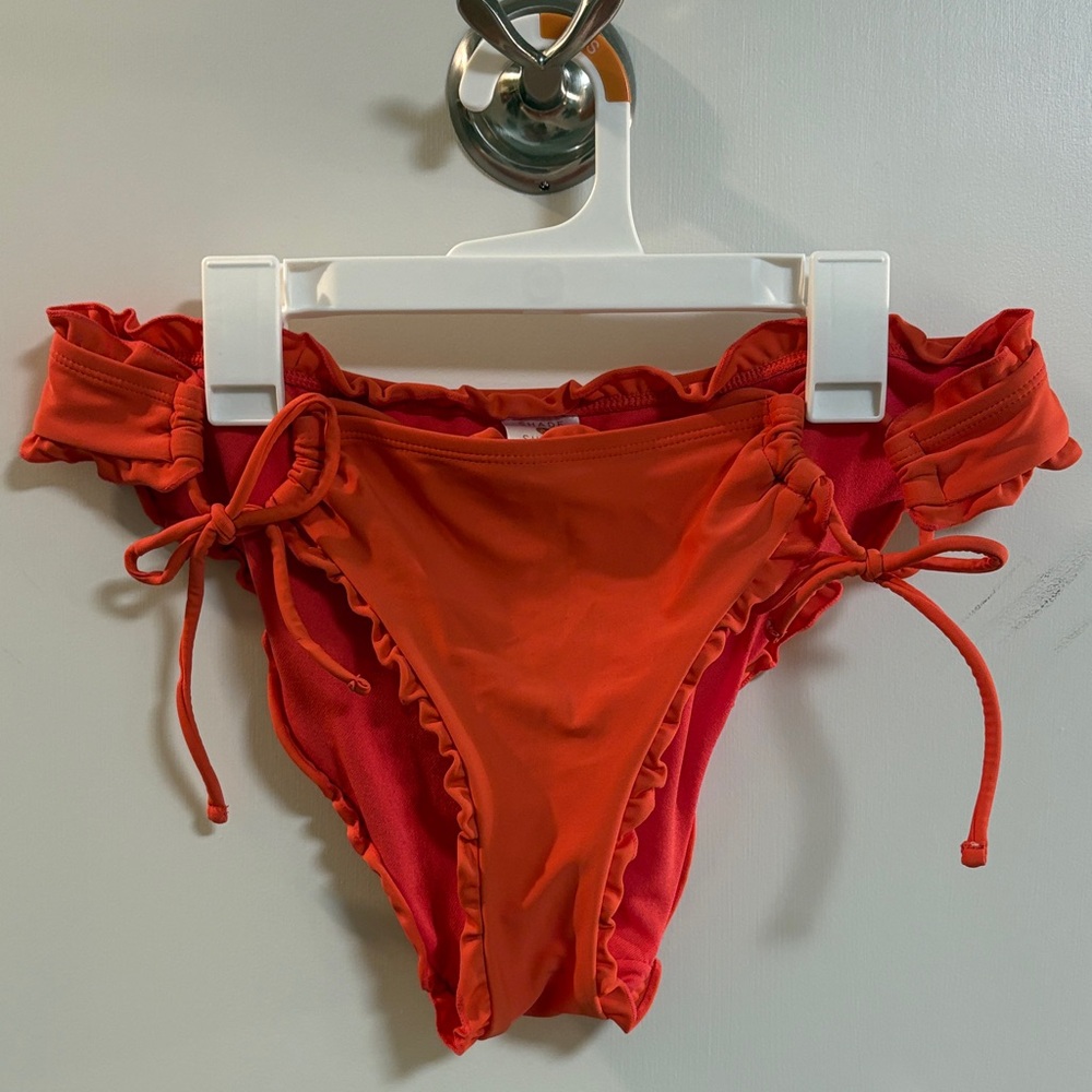 SHADE AND SHORE Women’s Ribbed Cheeky Bikini Bottom - Coral